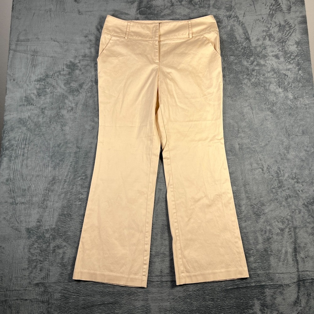New York & Company Dress Pants Womens 14 Beige Cotton Stretch Bootcut Leg Formal